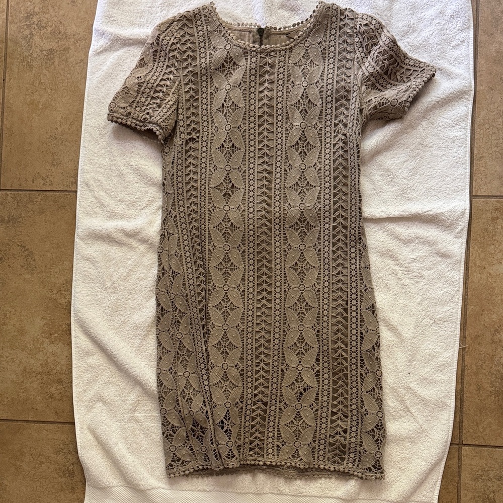 Darling Beige Lace Mini Dress